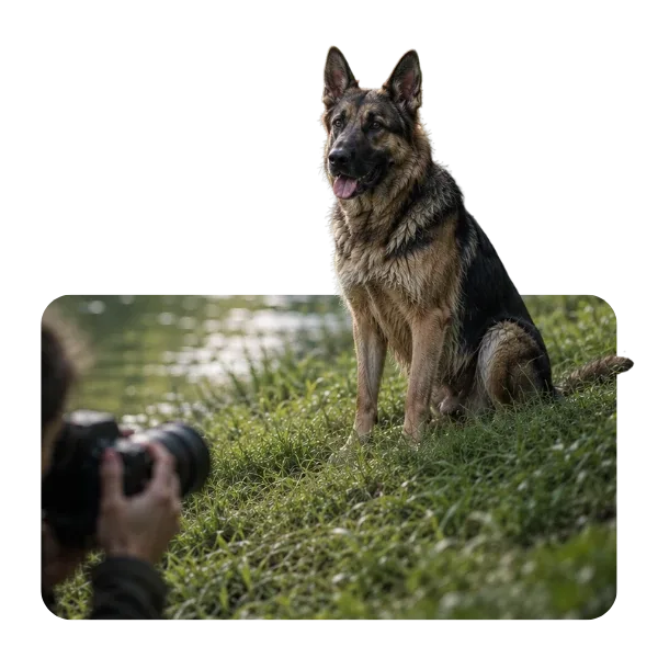 Deutscher Schäferhund beim professionellen Fotoshooting im Freien